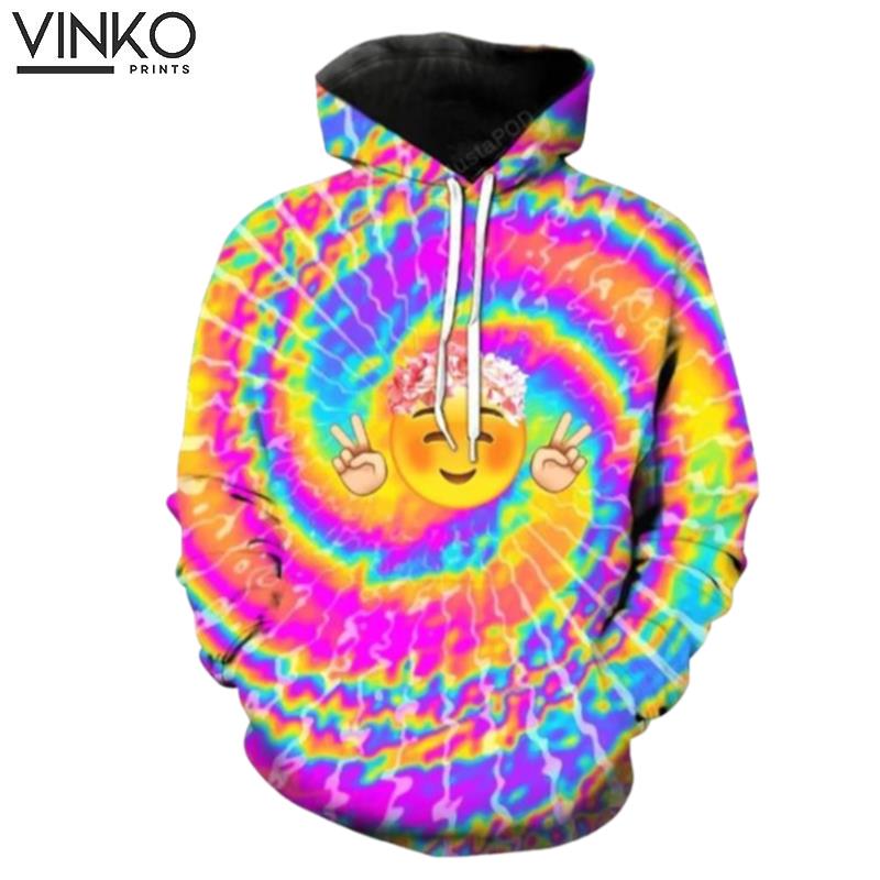 Tie Dye Hippy Life Pot Head Emoji Hoodie