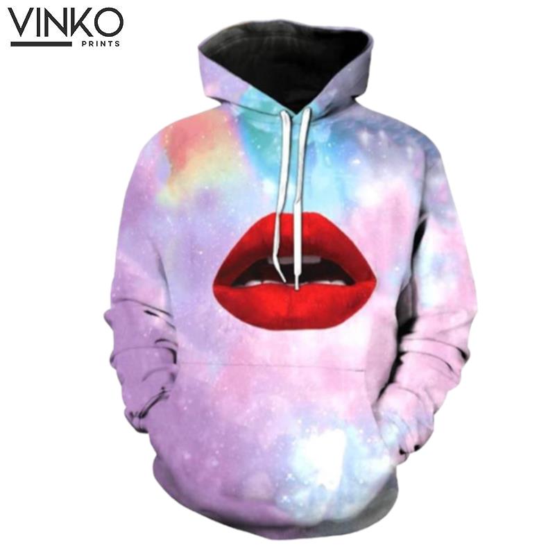 Tie Dye Red Lips Hoodie