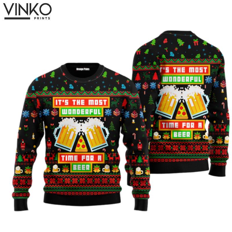 Time For A Beer Funny Christmas Ugly Christmas Sweater