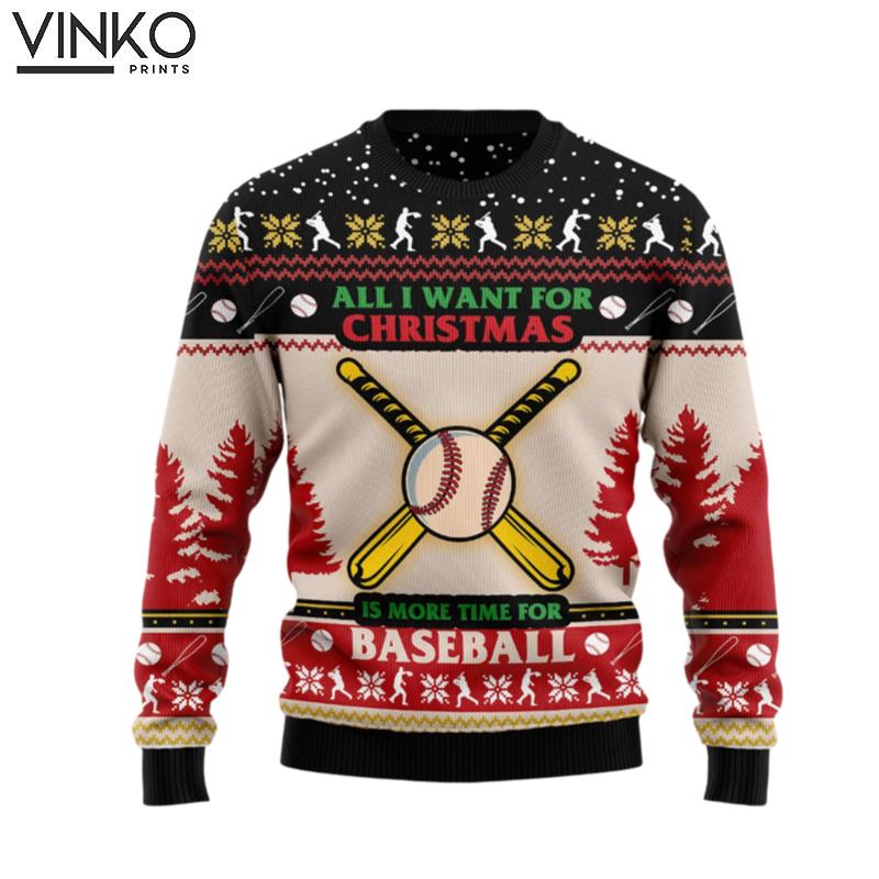 Time For Baseball D1311 Ugly Christmas Sweater