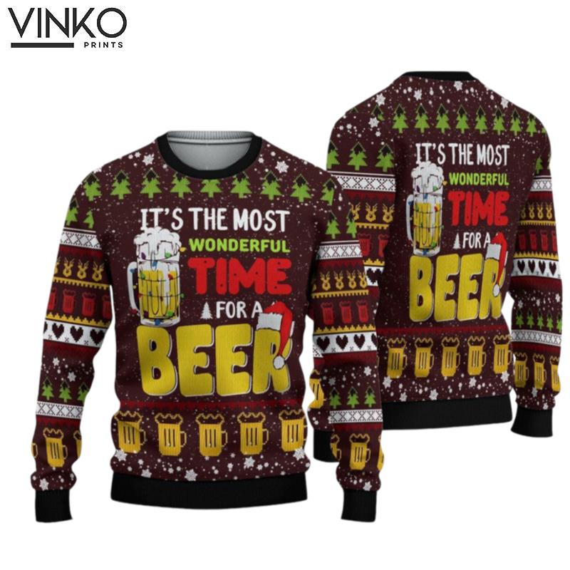 Time For Beer Christmas 3D Ugly Christmas Sweater