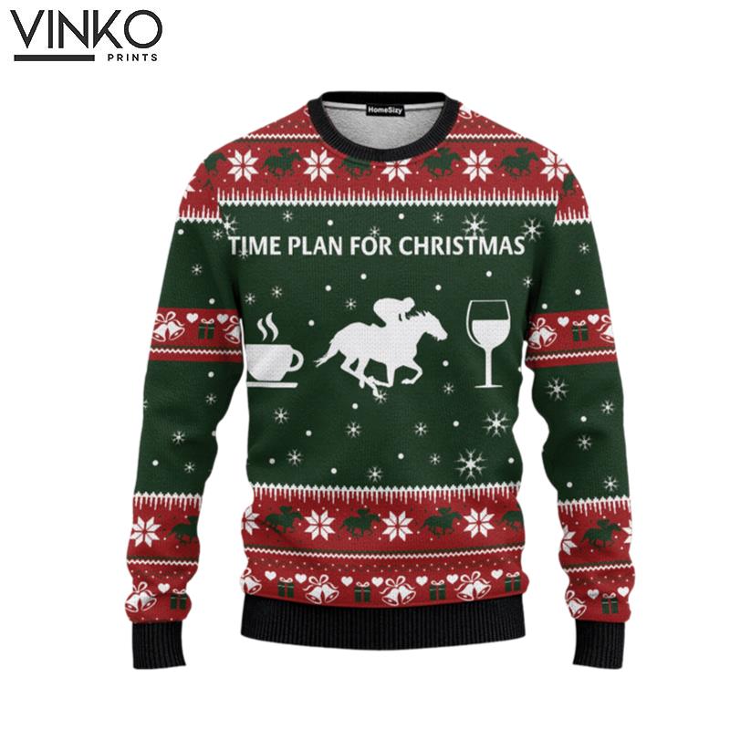 Time Plan For Christmas Horse Racing Ugly Christmas Sweater