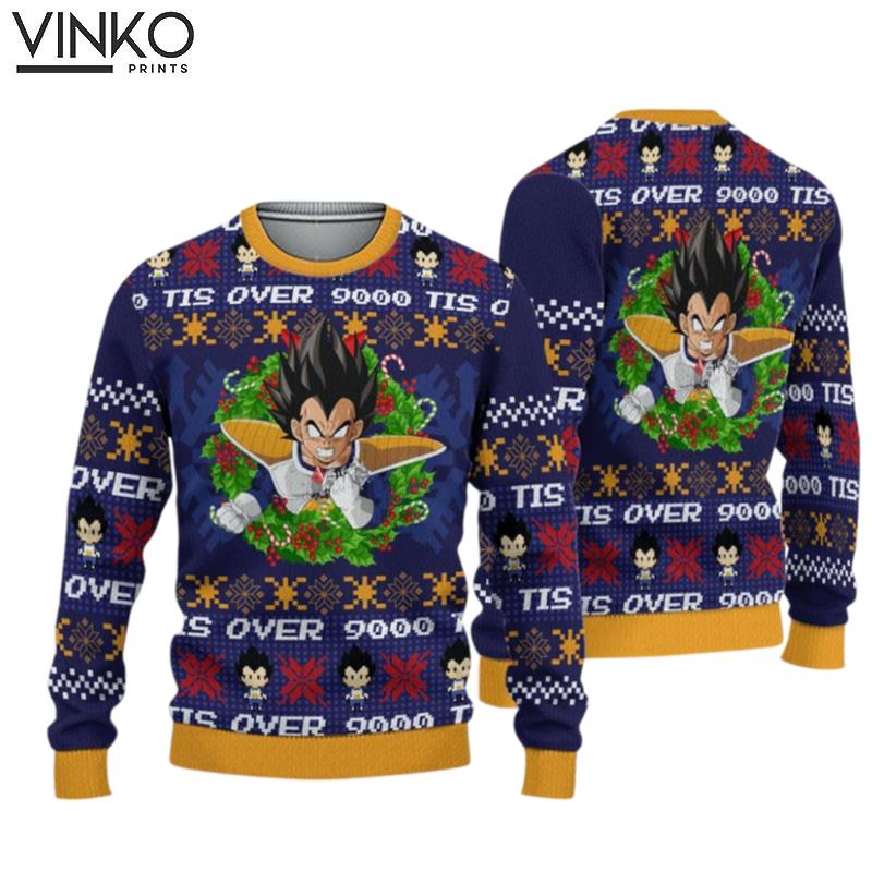 Tis Over 9000 Dragon Ball Z Anime Ugly Christmas Sweater