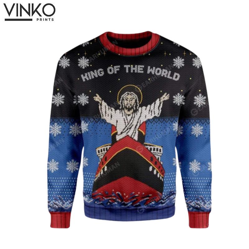 Titanic Jesus King Of The World Custom Cosplay Ugly Christmas Sweater