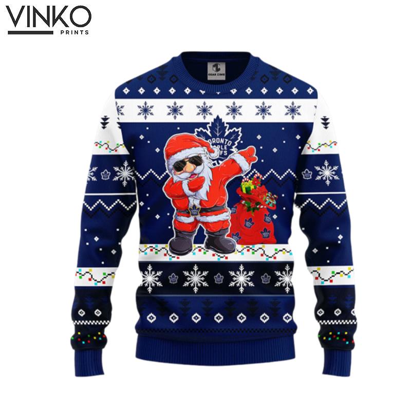 Toronto Maple Leafs Dabbing Santa Claus Ugly Christmas Sweater