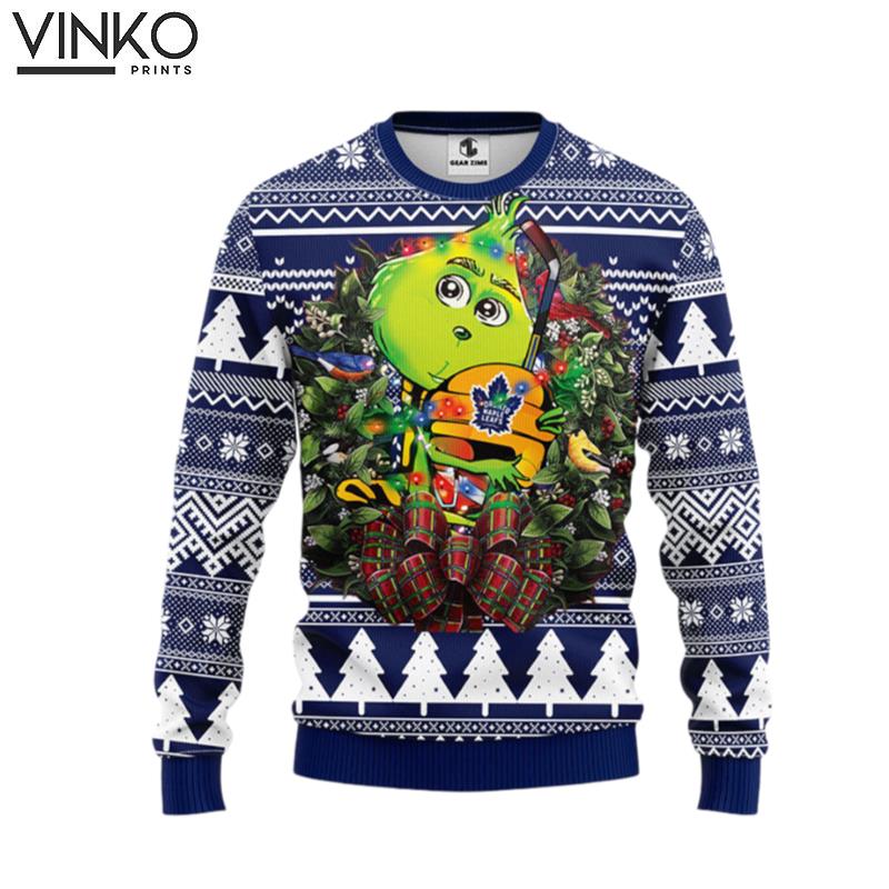 Toronto Maple Leafs Grinch Hug Ugly Christmas Sweater