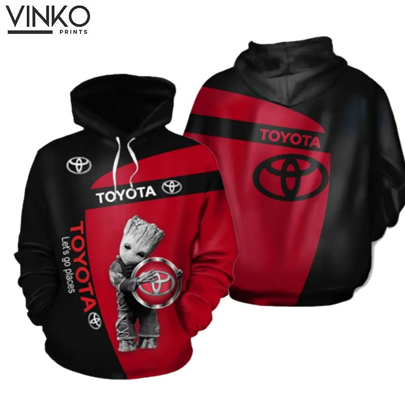 Toyota Car Logo And Baby Groot Hoodie