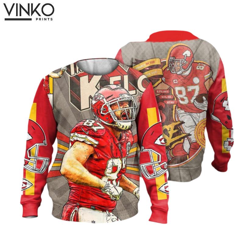 Travis Kelce KC Match 3D Vintage 90s #87 Tight End H omage Retro Shirt Ugly Christmas Sweater