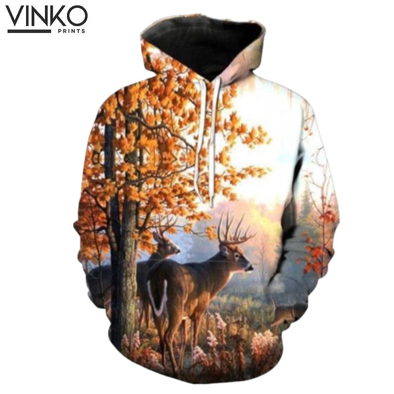 Tree Deer And Pered Custom Tree Deer Graphic Hoodie