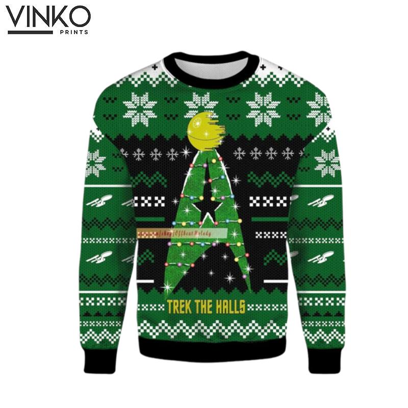 Trek The Halls Over Print Trek The Halls Holliday Gaming 3D Ugly Christmas Sweater