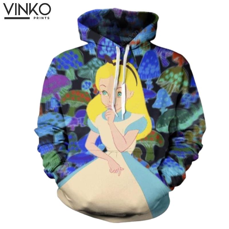 Trippy Alice In Nderland On Mushrooms Hoodie