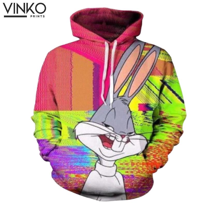 Trippy Bugs Bunny And Pered Custom Trippy Bugs Bunny Graphic Hoodie