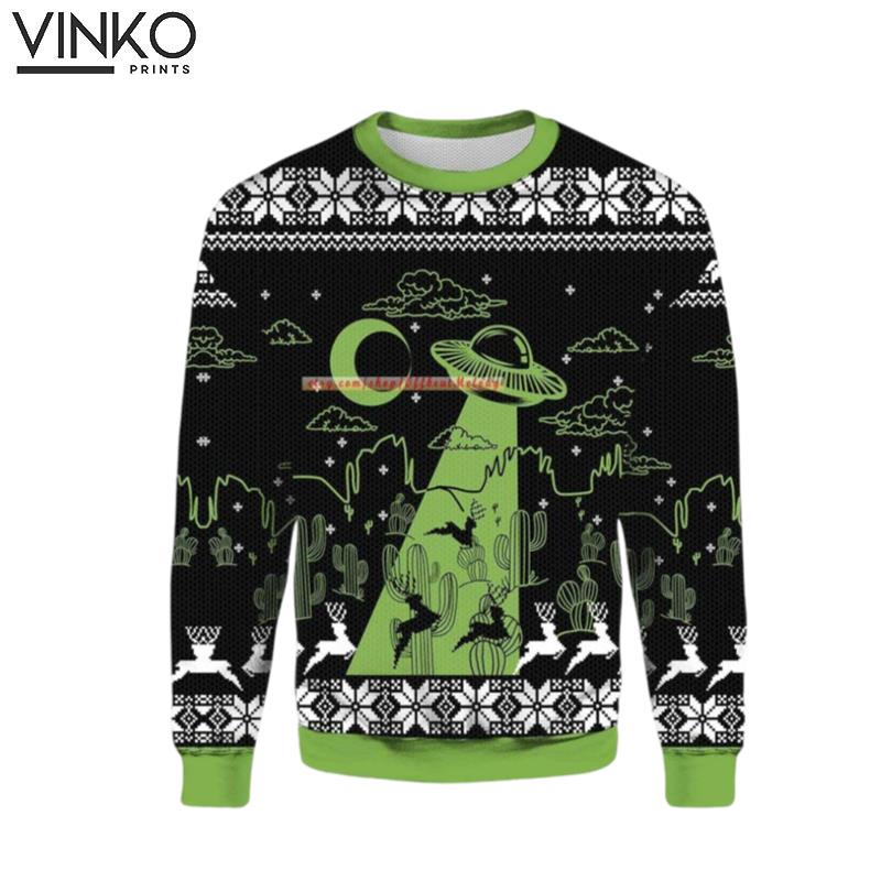 UFO Holographic Ugly Christmas Sweater