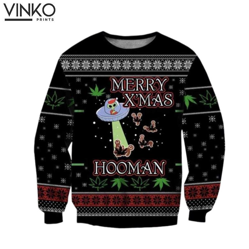 Ufo Merry X'mas Hooman Ugly Christmas Sweater