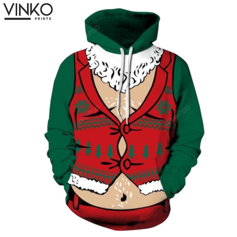 Ugly Christmas Belly Santa Hoodie