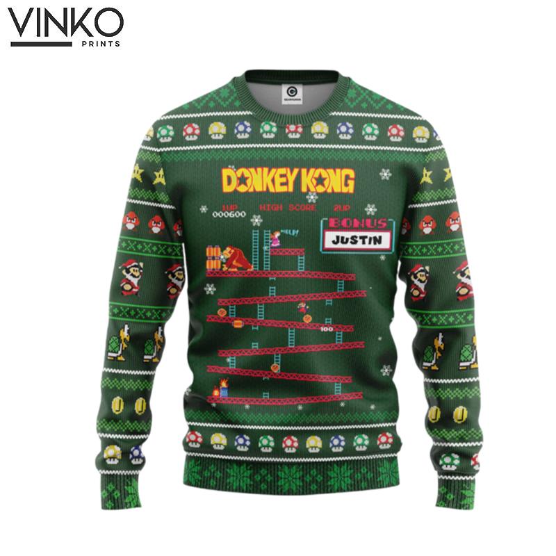 Ugly Donkey Kong Christmas Custom Name Ugly Christmas Sweater