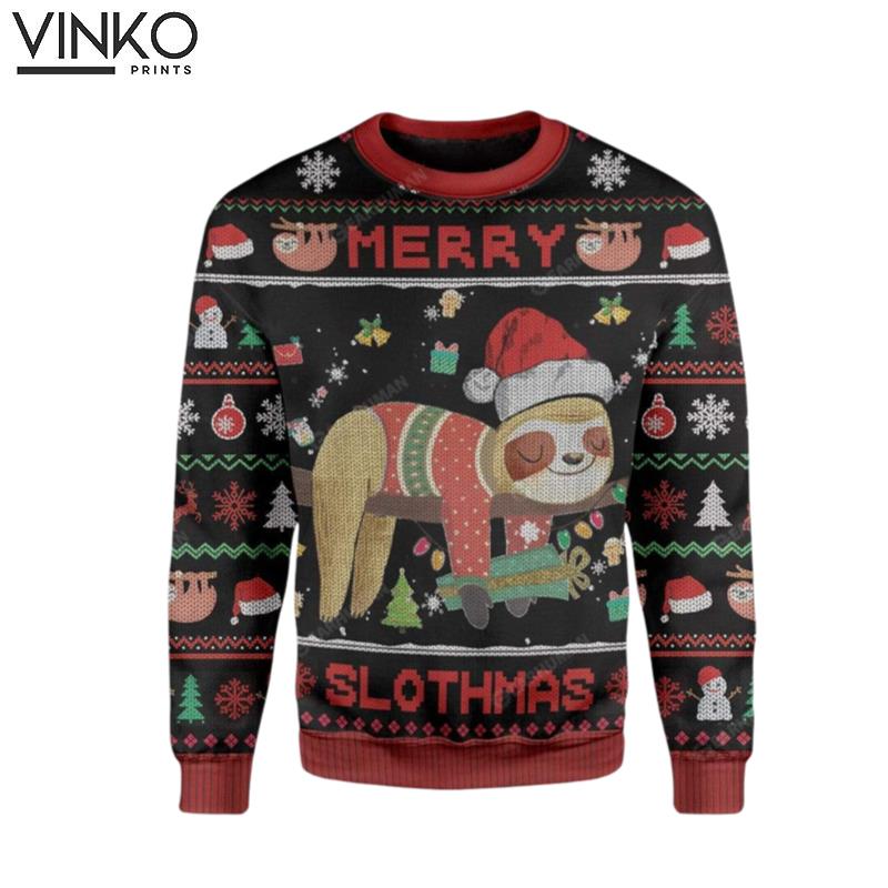 Ugly Merry Slothmas Custom Ugly Christmas Sweater