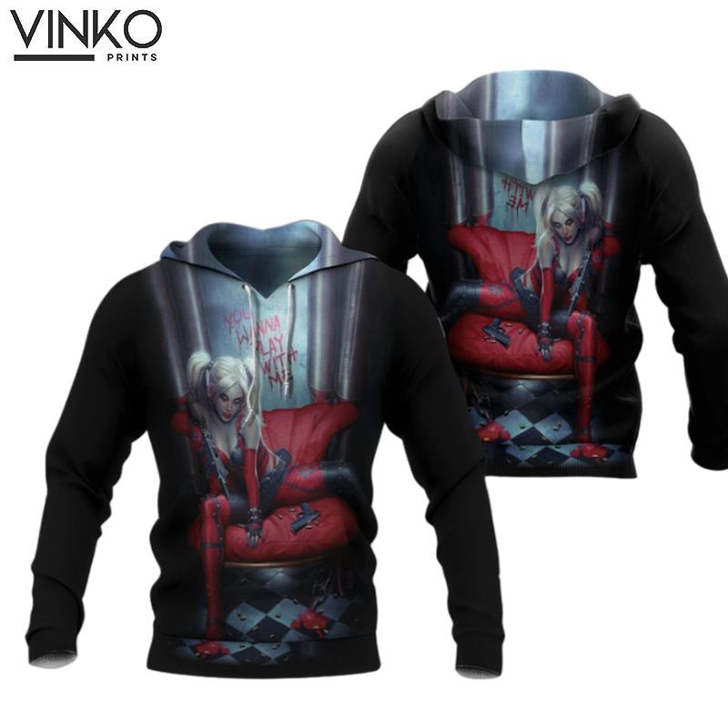 Ultimate Blonde Female Dc Villain Crazy Harley Quinn Promo Hoodie