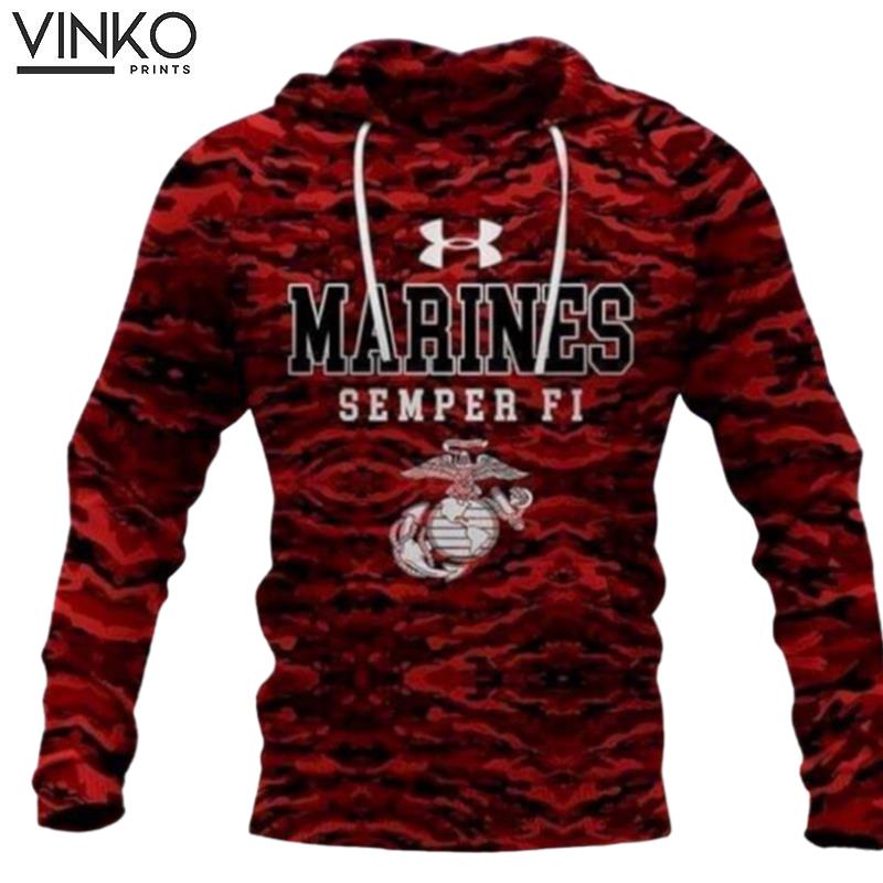 Under Armor Marines Semper Fi Red Camo Hoodie