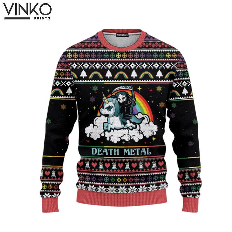 Unicorn And Death Ugly Christmas Sweater