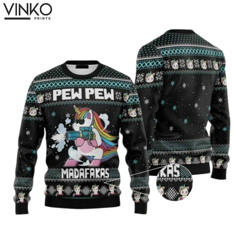 Unicorn Pew Pew Pew Pew Xmas Ugly Christmas Sweater