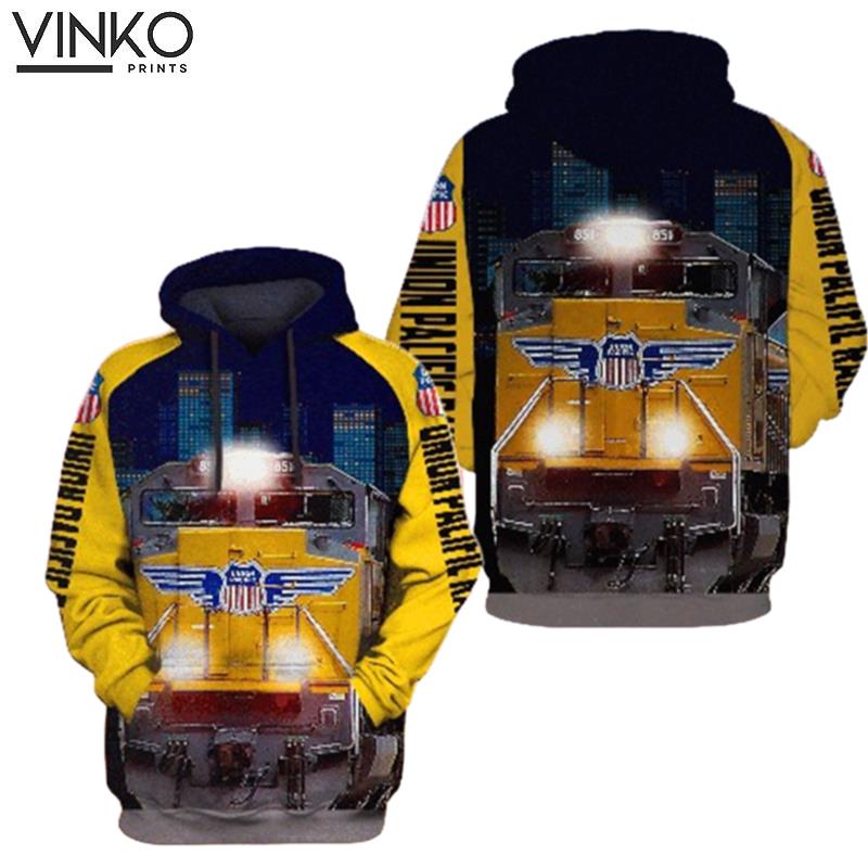 Union Pacific Railroad Yellow Pattern Hoodie