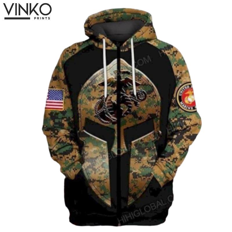 United State Marine Knight Green Camouflage Pattern Hoodie