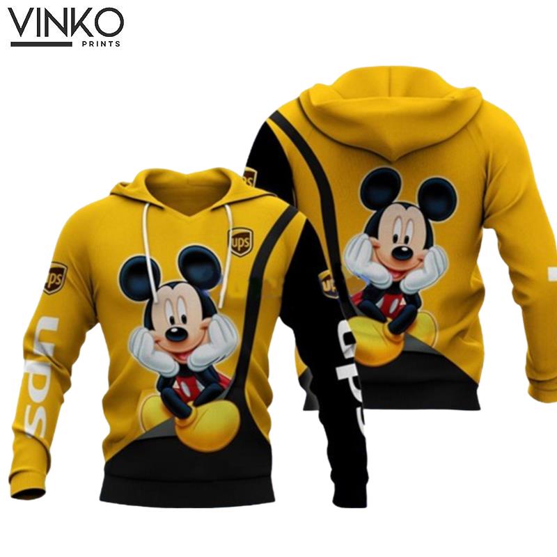 Ups Logo Yellow And Black Mickey Mouse Hoodie