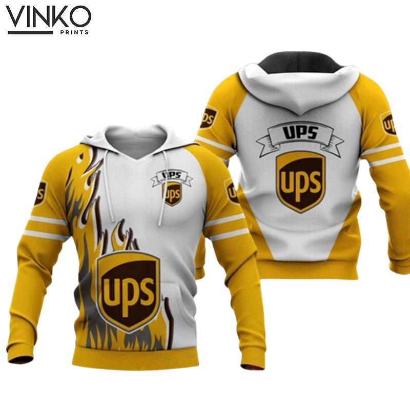 Ups Logo Yellow And White Pattern Hoodie