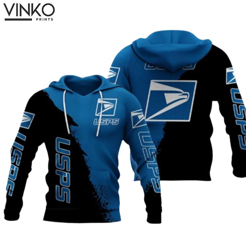 Usps Carols Black And Blue Pattern Hoodie