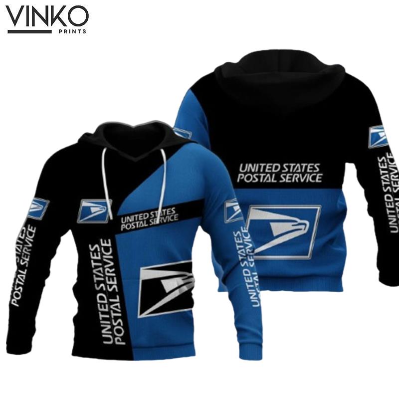 Usps Logo Black And Blue Pattern Hoodie