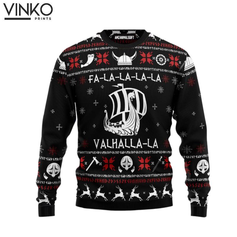 Valhalla Viking Falalalala Christmas Pattern Viking Lovers Ugly Christmas Sweater