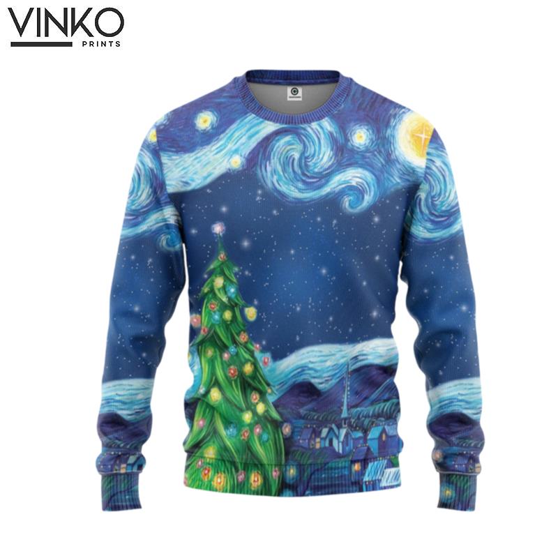 Van Gogh Starry Night Custom Ugly Christmas Sweater