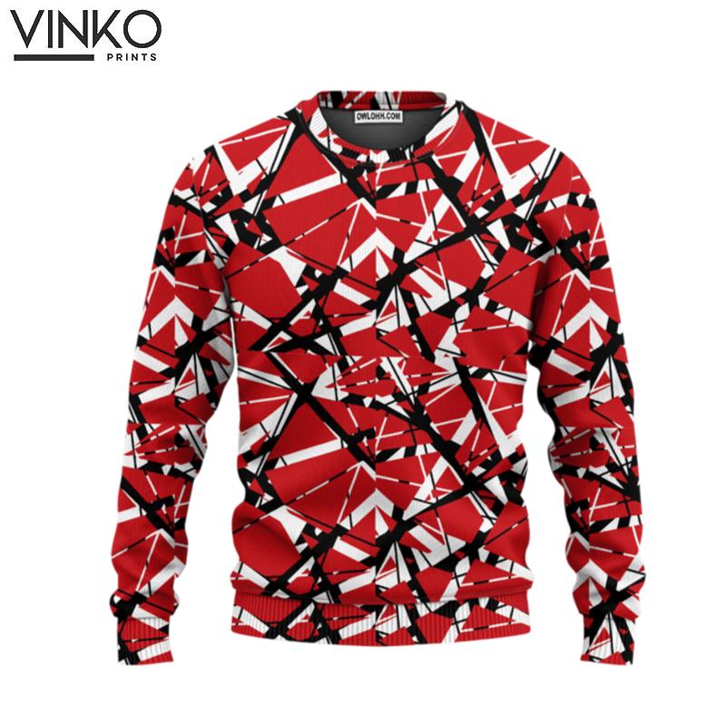 Van Halen Gift For Fan EVH Memorials Eddie Van Halen Red Guitar Ugly Christmas Sweater