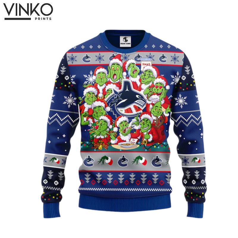 Vancouver Canucks 12 Grinch Xmas Day Ugly Christmas Sweater