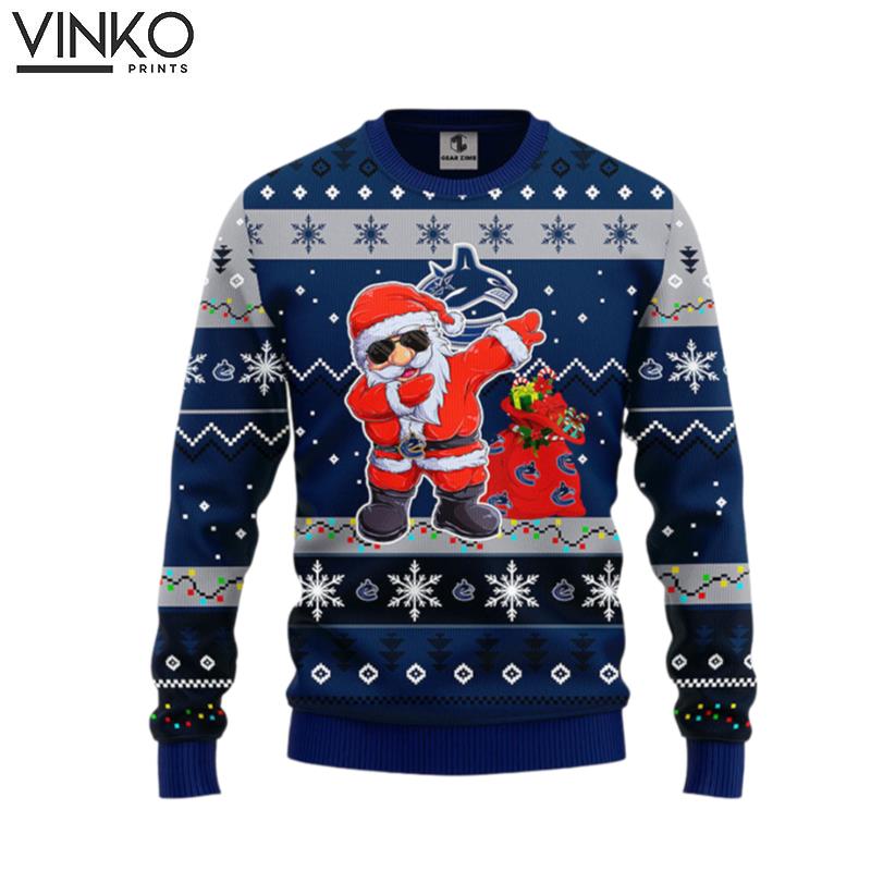 Vancouver Canucks Dabbing Santa Claus Ugly Christmas Sweater