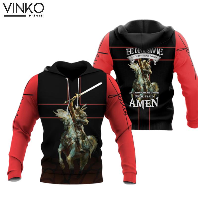 Veteran And Horse The Devil Saw Me With My Head Down Black Red Hoodie