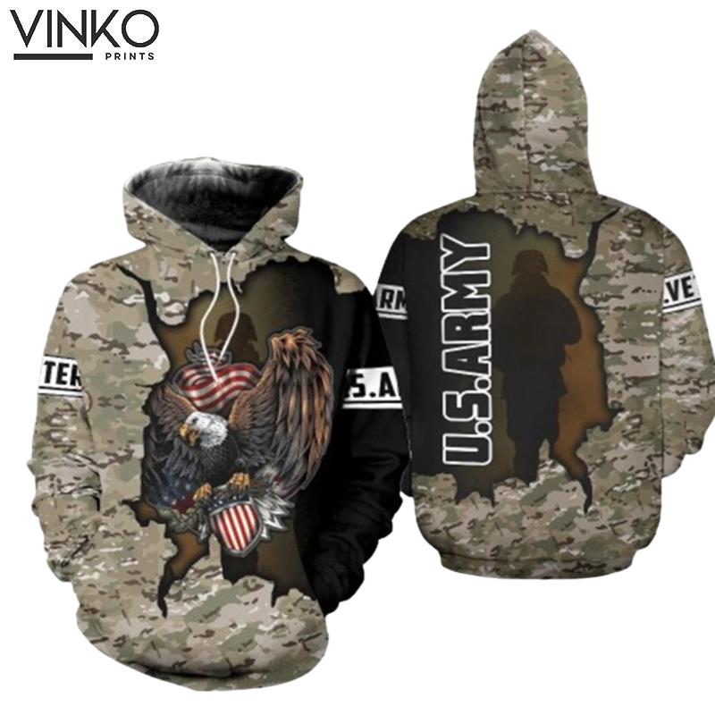 Veteran Army Camouflage Eagle Hoodie