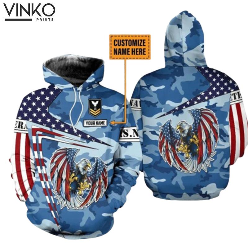 Veteran Eagle Us Flag Navy Camouflage Hoodie