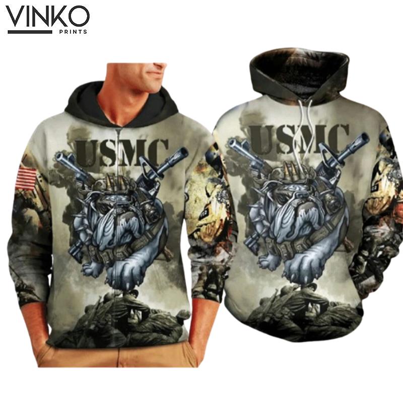 Veteran Usmc Marine Bulldog Semper Fi Hoodie