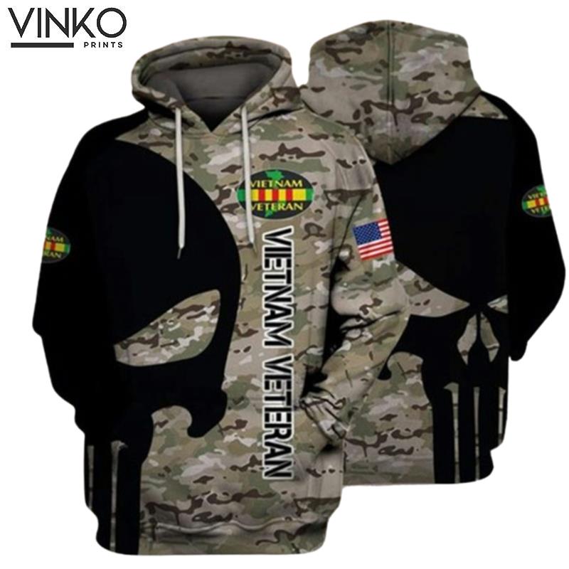 Vietnam Veteran Skull Us Army Hoodie