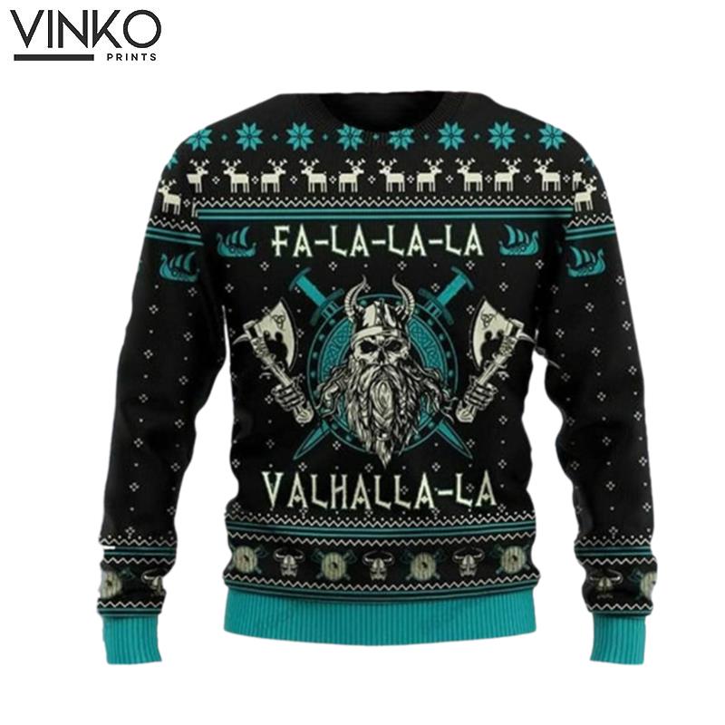 Viking FA La La Teal Style Ugly Christmas Sweater