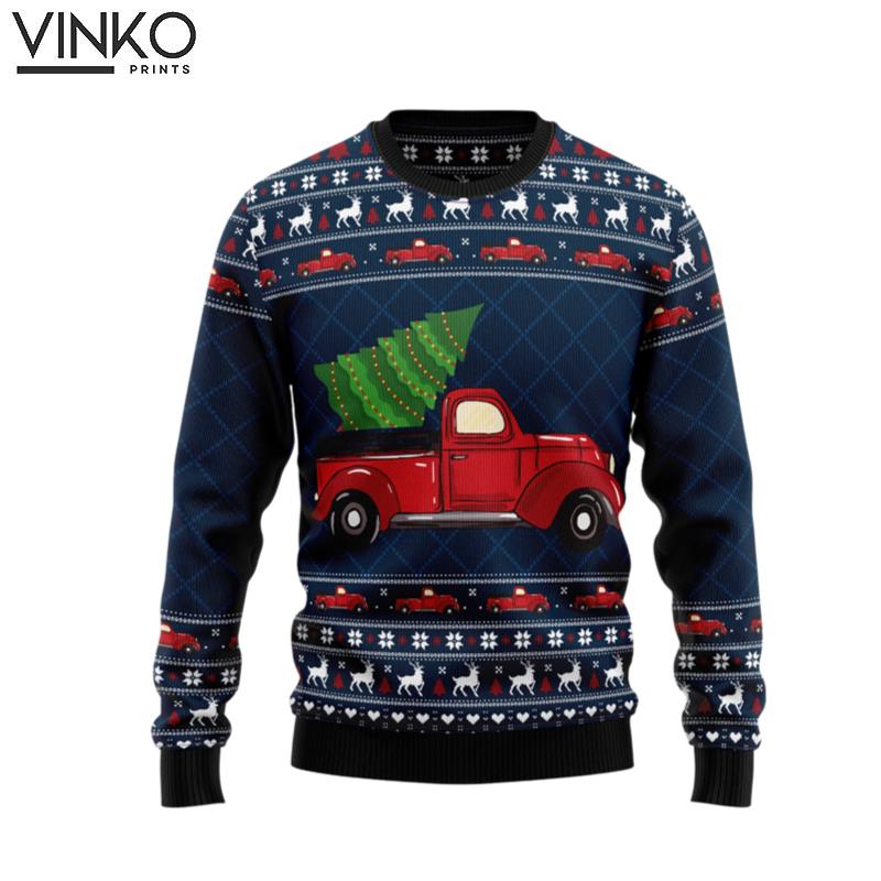 Vintage Red Truck HZ102303 Ugly Christmas Sweater