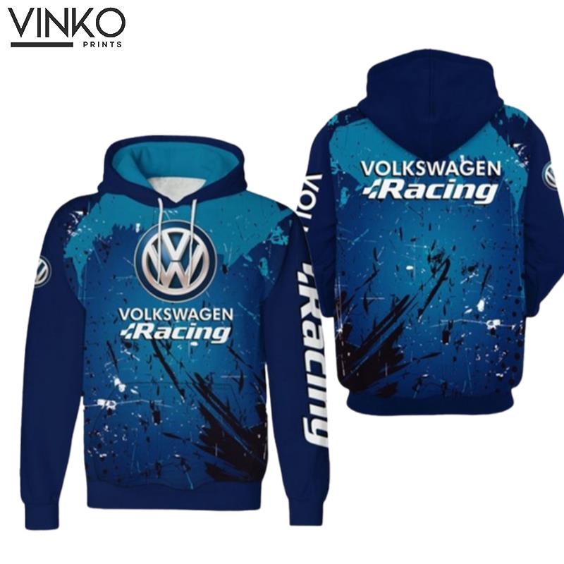 Volkswagen Racing Blue Splatter Effect Hoodie