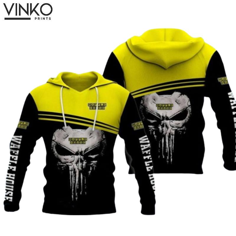 Waffle House Logo The Punisher Skull Hoodie