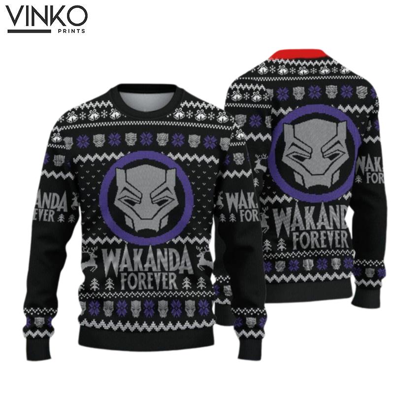 Wakanda Forever Black Panther Ugly Christmas Sweater