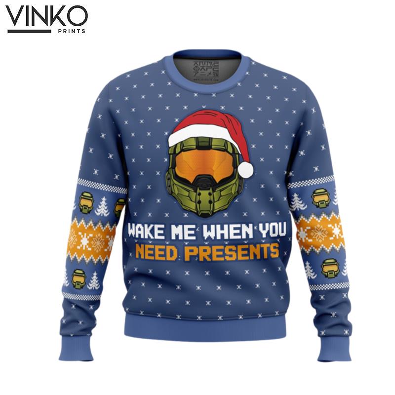 Wake Me When You Need Presents Halo Ugly Christmas Sweater