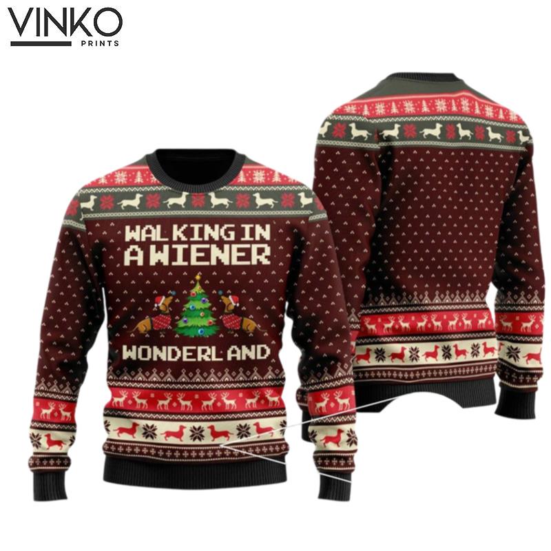 Walking In A Wiener Wonderland Ugly Christmas Sweater