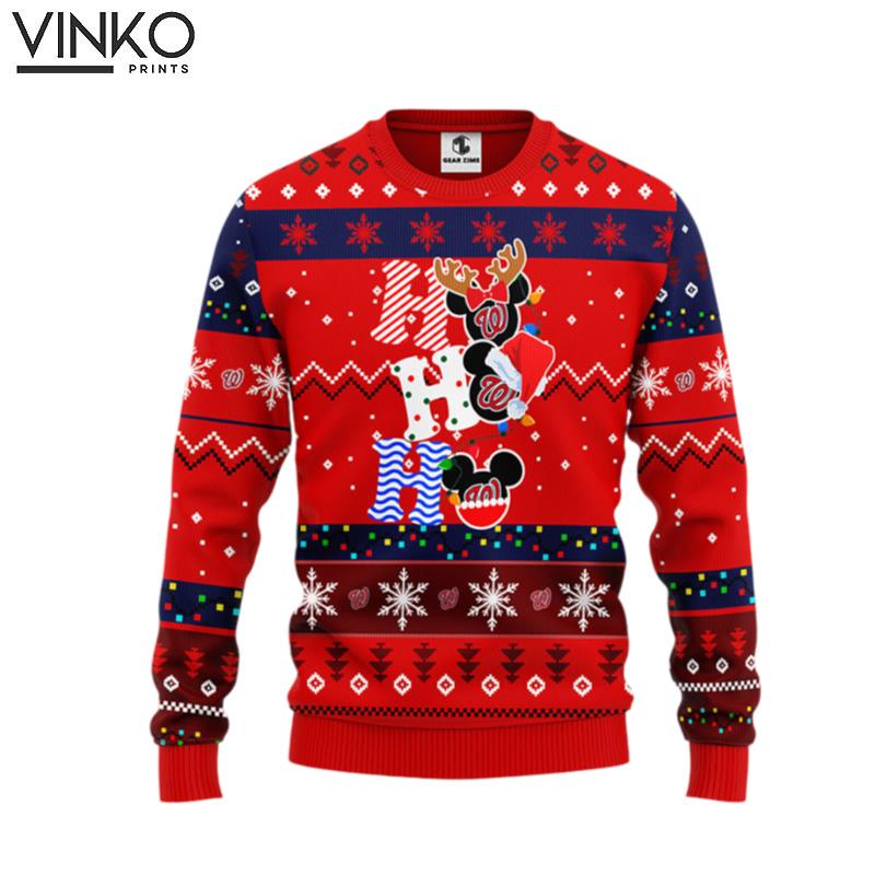 Washington Nationals Hohoho Mickey Ugly Christmas Sweater