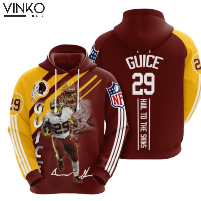 Washington Redskins Nfl Football Brown Guice 29 Hoodie